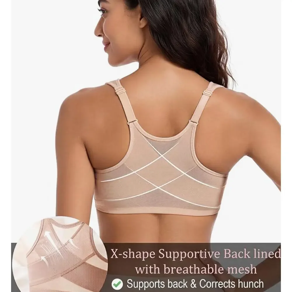 Women's Front Closure Underwire Posture Everyday Bra